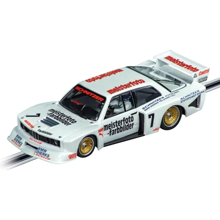 Carrera Evolution BMW 320 Turbo Flachbau "Team Schnitzer, No.7", Slotcar mit Front- und Rücklicht, digitale Nachrüstungsmöglichkeit, für Rennbahnen, ab 8 Jahren – Bild 1