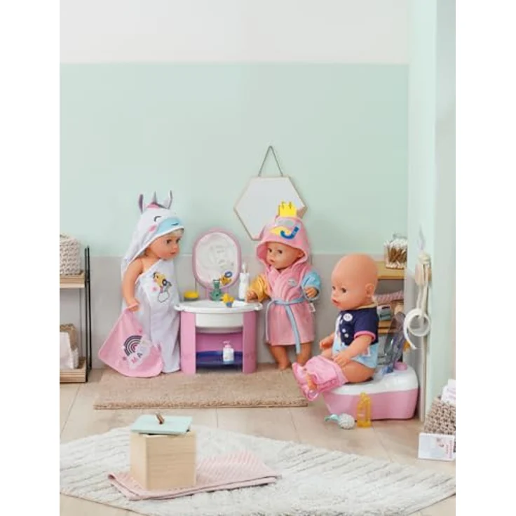 BABY born Kapuzenhandtuch Set, Doppelpack mit Einhorn- und Regenbogenmotiv, für Puppen in 36 cm und 43 cm Größe, weiches Material – Bild 4