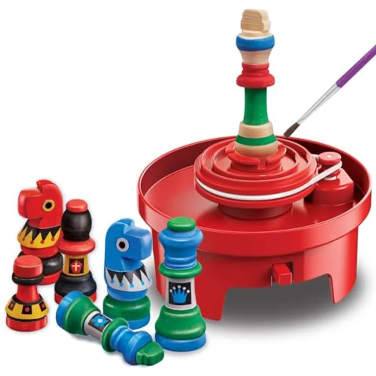 4M KidzLabs Schachspiel, Kreatives Set zur individuellen Gestaltung mit rotierender Lackiermaschine und Farben – Bild 2