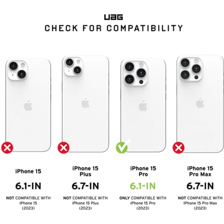 URBAN ARMOR GEAR Essential MS Case kompatibel mit Apple iPhone 15 Pro Hülle [50% recyceltes Material, Wireless Charging/Magnetisches Laden optimiert, 4,6m Fallschutz] schwarz – Bild 2