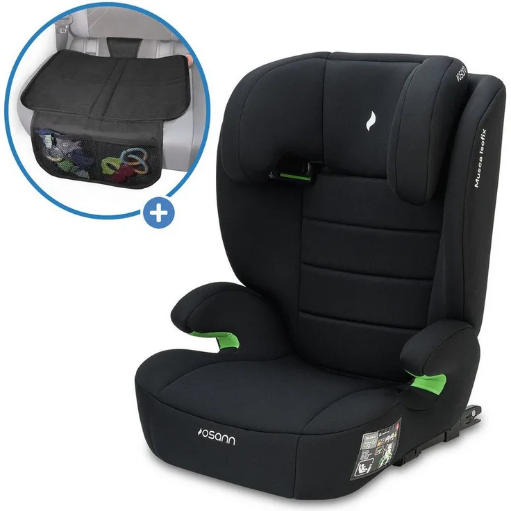Osann Autokindersitz Musca i-Size - Black, für Kinder von 3 bis 12 Jahren, mit Isofix und Polsterschutzunterlage