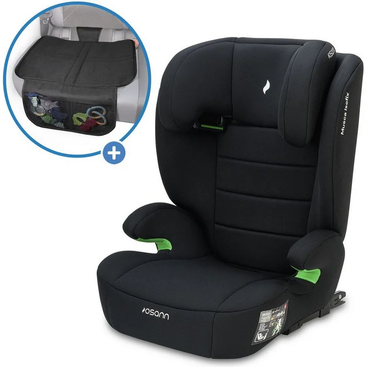 Osann Autokindersitz Musca i-Size - Black, für Kinder von 3 bis 12 Jahren, mit Isofix und Polsterschutzunterlage
