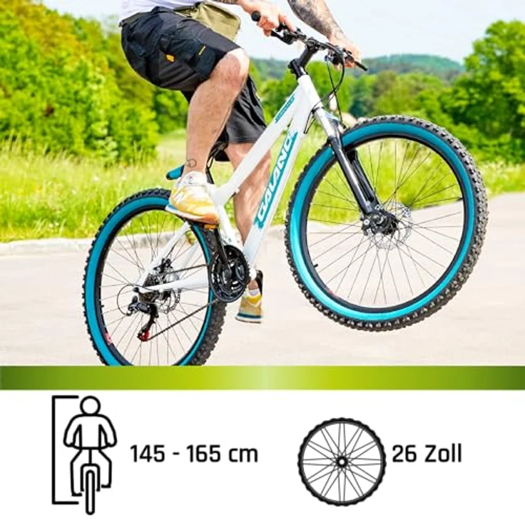 Galano G600 Mountainbike, 18 Gang Kettenschaltung, 26 Zoll Dirtbike für Jugendliche und Erwachsene, schwarz/silbergrau – Bild 3