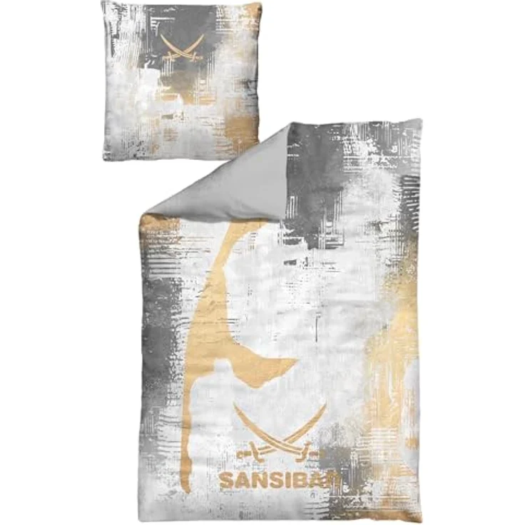 Sansibar Bettwäsche-Set Island 135x200 2 teilig Bettbezug - Bettwäsche-Sets 135 x 200 cm mit Kissenbezug 80x80 cm, angenehm weich und anschmiegsam mit Reißverschluss Grau – Bild 4