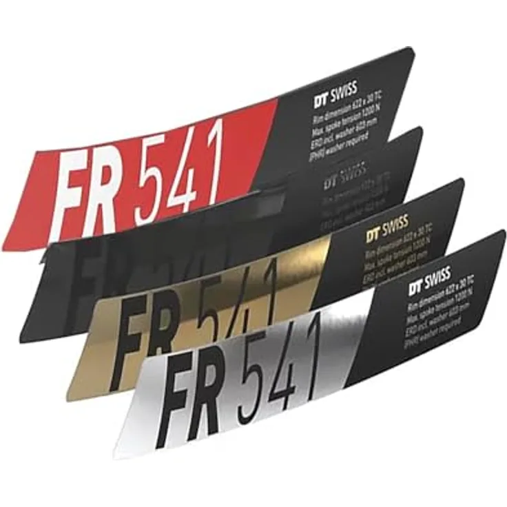 DT Swiss Dekor-Set FR 541, Sticker-Set in rot/gold/schwarz/chrom, Vinyl 27x30 DB
