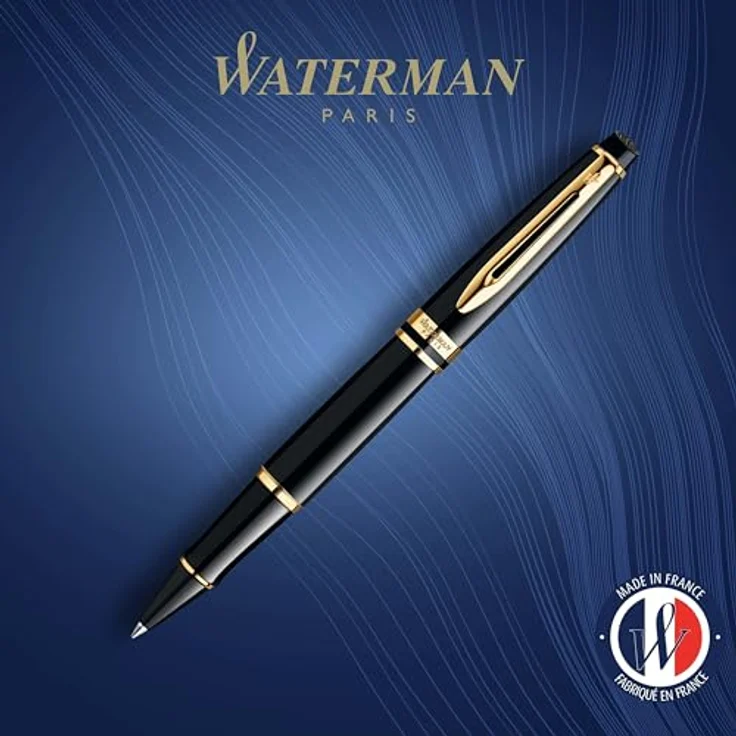 Waterman Expert Tintenroller, elegantes Design mit goldgalvanisierten Zierteilen, schwarz – Bild 2