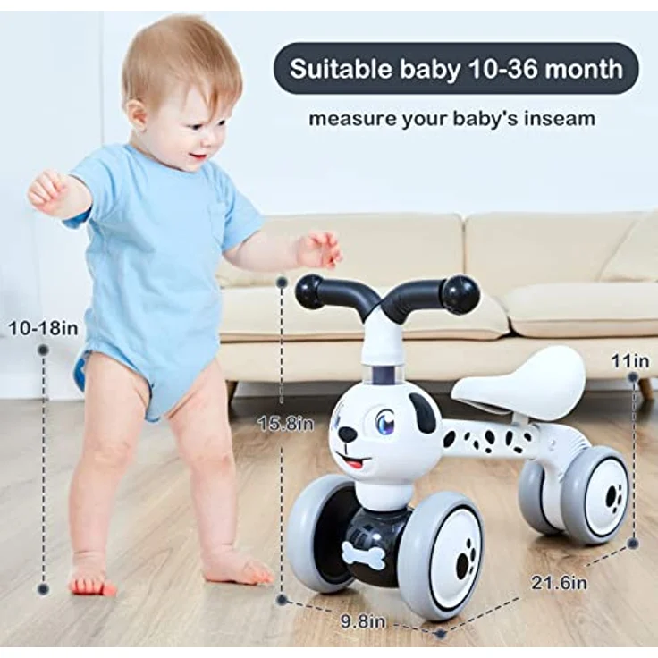 XIAPIA Kinder Laufrad ab 1 Jahr Lauflernrad für 10 - 36 Monate Baby, TÜV geprüft Erst Rutschrad Fahrzeug Geschenke für Jungen/Mädchen Kleinkind Spielzeug (Dalmatiner) – Bild 6