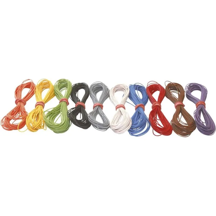 Tams Modellbahn-Litze 1 x 0.05 mm², Flexibles Anschlusskabel in 10 Farben, 5-m-Ring, Tams