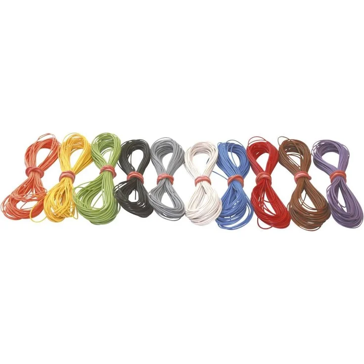 Tams Modellbahn-Litze 1 x 0.05 mm², Flexibles Anschlusskabel in 10 Farben, 5-m-Ring, Tams