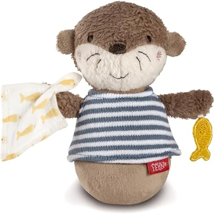 Fehn Greifspielzeug Otter Theo, Mini-Stehauf Otter mit Glöckchen und Stehauf-Funktion, für Babys ab 0 Monaten – Bild 1