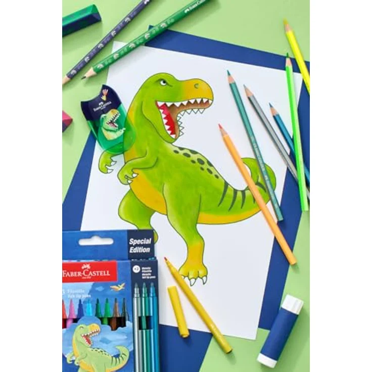 Eberhard Faber Buntstift Filzstifte Set - Special Edition Dino, 10 leuchtende Farben + 3 Metallic-Stifte – Bild 4