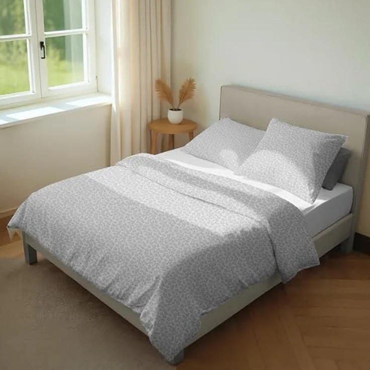 Sansibar Bettwäsche-Set Leo, 100% Baumwolle, stilvolles Leopardenmuster, pflegeleicht und hautfreundlich, in Grau oder Taupe, Größen 135x200 & 155x220 cm – Bild 2
