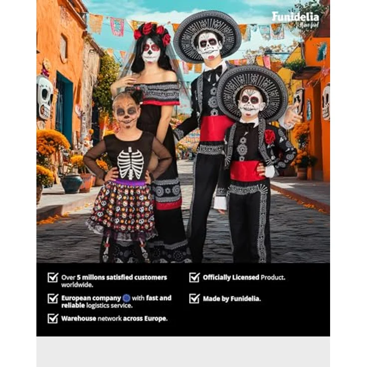 Funidelia Mariachi Kostüm für Herren, Dia de los Muertos Catrina Outfit in Schwarz, Größe 3XL für Halloween und Karneval – Bild 5