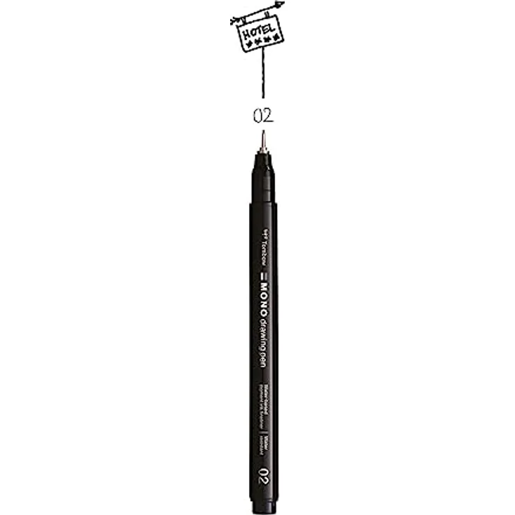 Tombow MONO drawing pen 02, Fineliner schwarz 0,3 mm, wasserlösliche Tinte für präzise Linien