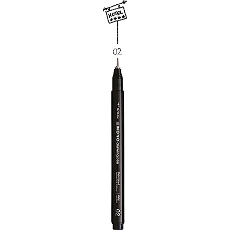 Tombow MONO drawing pen 02, Fineliner schwarz 0,3 mm, wasserlösliche Tinte für präzise Linien – Bild 1