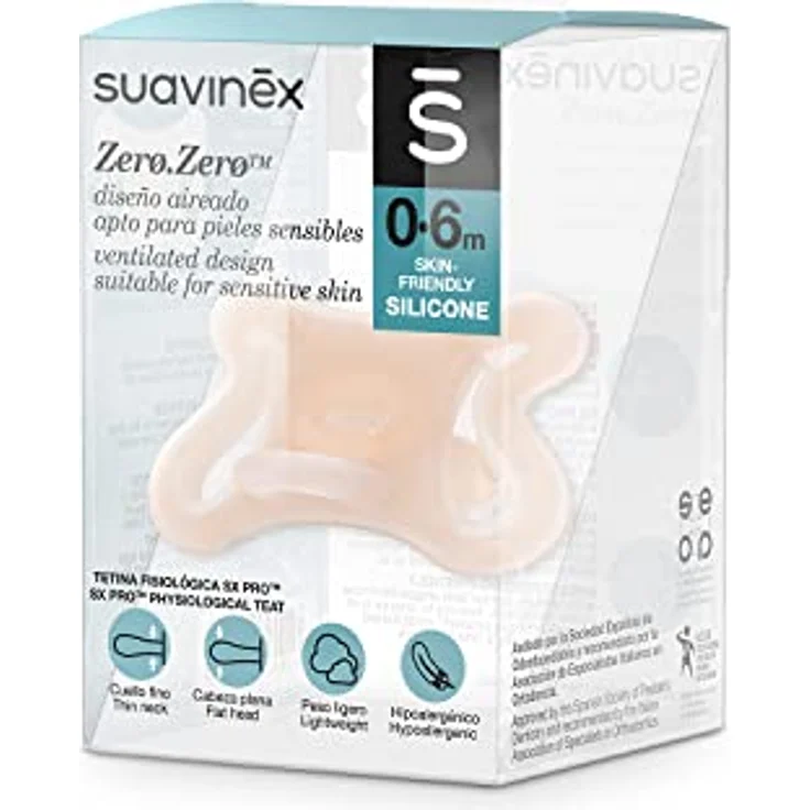 Suavinex, Schnuller für Neugeborene Zero Zero mit SX Pro Physiologischer Sauger für Babys von 0 bis 6 Monaten, Hypoallergen, Geeignet für empfindliche Haut, Skin-Friendly Silikon – Bild 3