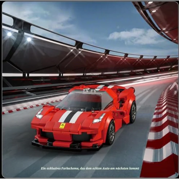 Mould King Technik Speed Champion F488 GTB Rennwagen, Klemmbausteine Set mit 329 Teilen und Acryl-Vitrine – Bild 5