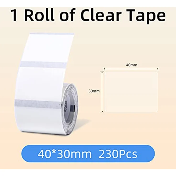 NIIMBOT B21 Etikettendrucker, transparentes Klebeband, 40 x 30mm, Aufkleber, Etiketten, Druckpapier, Versandadresse, Beschriftungsband, wasserfest, ölbeständig, reißfest (Transparent) – Bild 2