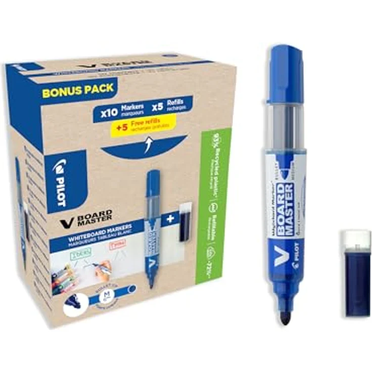 Pilot Greenpack V-Board Master, blau, 10 Marker und 10 Ersatzminen – Bild 2