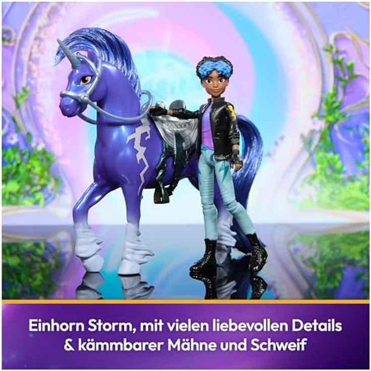 Spin Master Anziehpuppe Unicorn Academy - Rory & Einhorn Storm, mit beweglichen Gelenken und echter Mähne – Bild 3