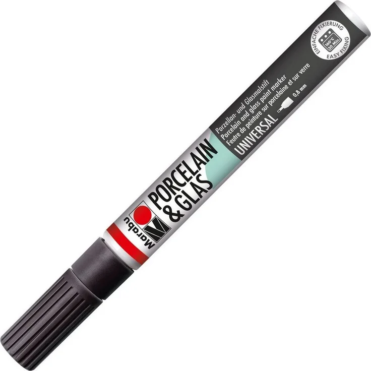 Marabu Lackmarker Marabu Marker "Porcelain & Glas Painter", schwarz - Hochglänzender Porzellan- und Glasmarker mit Universalspitze 0,8 mm – Bild 1