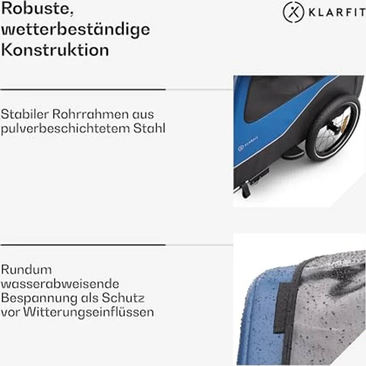 KLARFIT Fahrradkinderanhänger Goldie Home, Wetterfest, klappbar, Stahl 20-28" – Bild 6