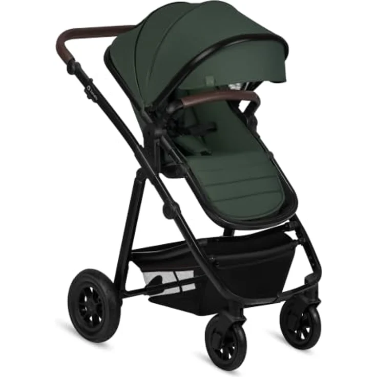 Lionelo Amber LO-AMBER 3IN1 Kombikinderwagen, Set mit Babywanne, Autositz, Moskitonetz und Regenschutz, Green Forest – Bild 3