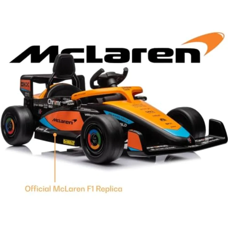 Vrooomy McLaren Formel 1 Elektro-Kinderfahrzeug, 12V mit Fernbedienung, für 1 bis 5 Jahre, orange, MP3-Player, Soft-Start-Funktion, 30 kg Tragfähigkeit – Bild 2