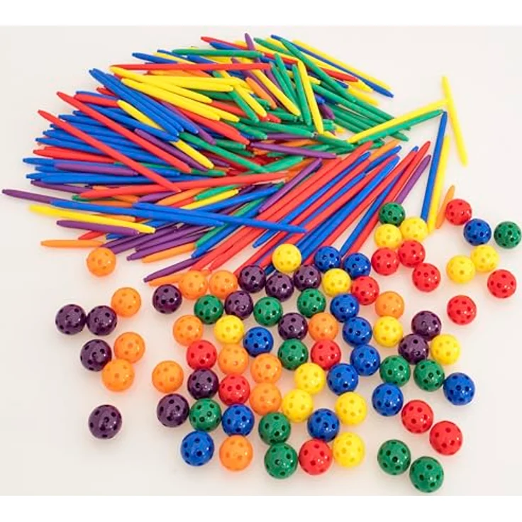 Betzold Geometrie-Steckbaukasten – Lernspielzeug mit 330 Bauteilen, bunt sortiert in Orange, Violett, Grün, Gelb, Blau und Rot – Bild 3