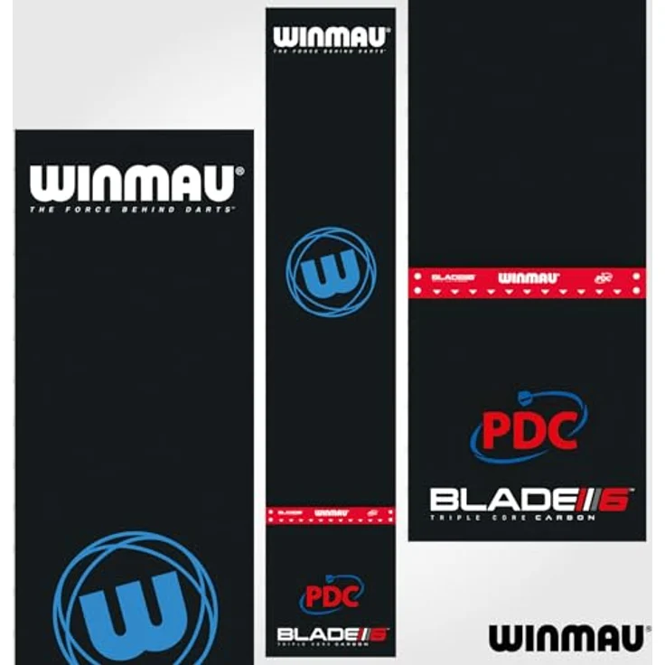 Winmau Dartmatte "Pro-Zone Precision PVC 8216", rutschfest, schwarz/blau/rot, 300 x 60 cm – Bild 6