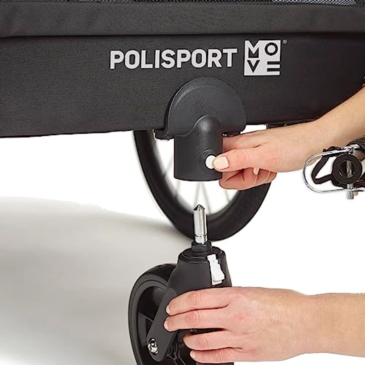 Polisport Fahrradkinderanhänger Trailer + Stroller 75102120, 2-in-1 mit Buggyfunktion, faltbar, für 1-2 Kinder, Sicherheitsmerkmale und Wasserabweisendes Gewebe – Bild 6