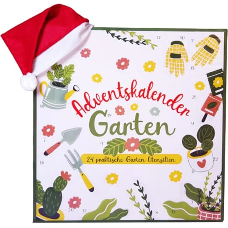 BRAST Adventskalender mit 24 praktischen Garten-Utensilien, inkl. Tasche für Beet, Balkon & Zimmerpflanzen, Schaufel, Gartenschere, Handschuhe, Hacken und Schutzmatte – Bild 1