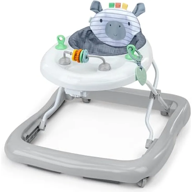 Ingenuity Smooth Strides Activity Walker, Lauflernhilfe mit abnehmbarem Perlenspielzeug und verstellbarer Stange, Chambray