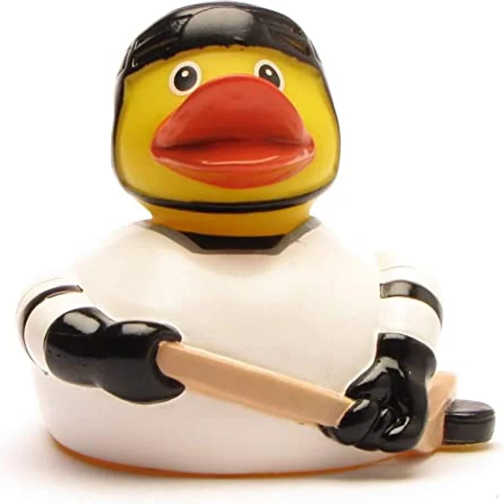 Duckshop Badeente - personalisierbar Eishockey Ente mit eigenem Wunschtext, 8 cm aus Vinyl – Bild 5