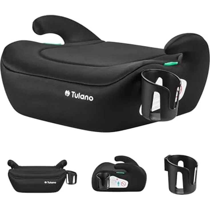 Tulano Cabby 20, Kindersitz mit ECE R129/03 i-Size-Zulassung, Schwarz, abnehmbare und waschbare Polsterung, leicht und kompakt