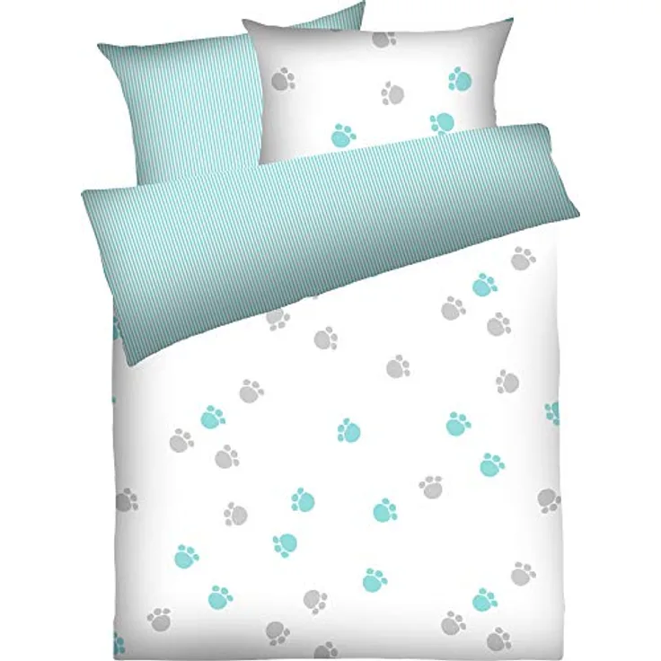 Dyckhoff Kinder-Wendebettwäsche Weichfrottier Mint Größe 100x135 cm (40x60 cm)
