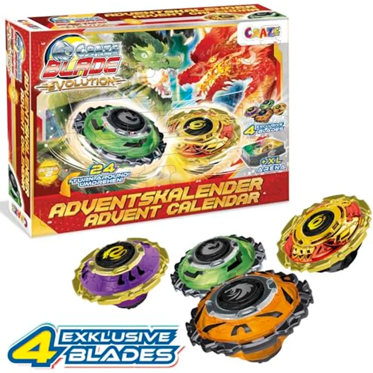 CRAZE BLADE Spielzeug Adventskalender – Kampfkreisel mit Battle Arena, 4 Premium-Kreisen in Gold und Silber, 24 Überraschungen für Kinder ab 8 Jahren – Bild 2