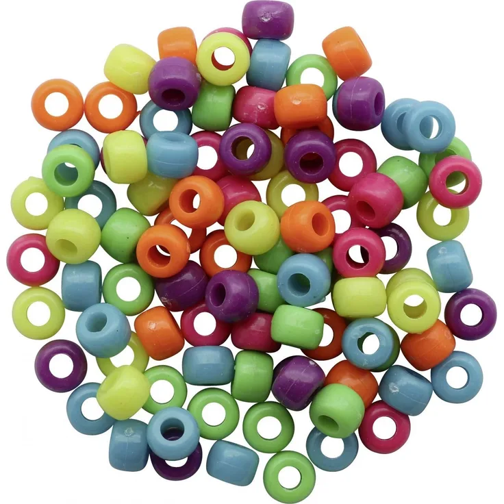 Glorex Bastelperlen Glorex Schmuck-Perlen 6 x 9 mm, 25 g Neon