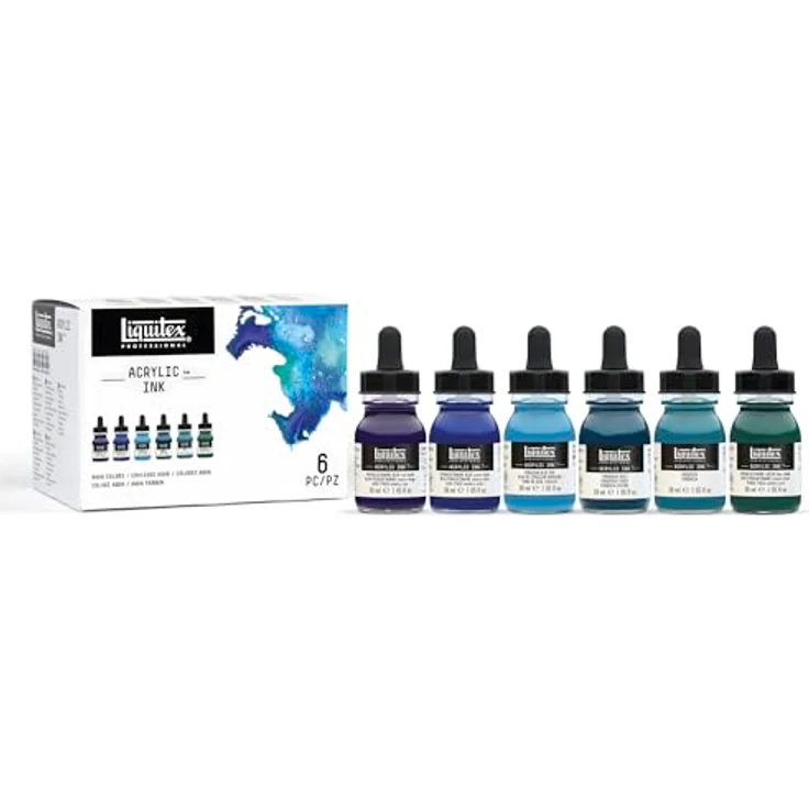 Liquitex 3699375 Professional Acrylfarben Set – 6 hochpigmentierte Wassertöne á 30ml, wasserfest, ideal für Airbrush und Kalligraphie – Bild 1