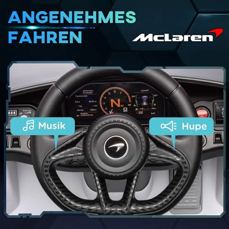 "AIYAPLAY Elektro-Kinderauto 12 V mit 2,4G Fernbedienung, MP3 Musik, LED-Lichter, für 3-6 Jahre Weiß" – Bild 6