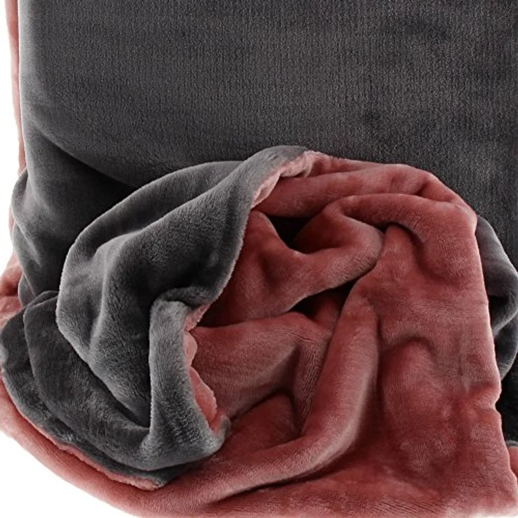 Gözze - Wendebettwäsche, Cashmere-Feeling, Bettbezug: 135 x 200 cm, Kissenbezug: 80 x 80 cm, Mikrofaser - Altrosa/Anthrazit – Bild 3