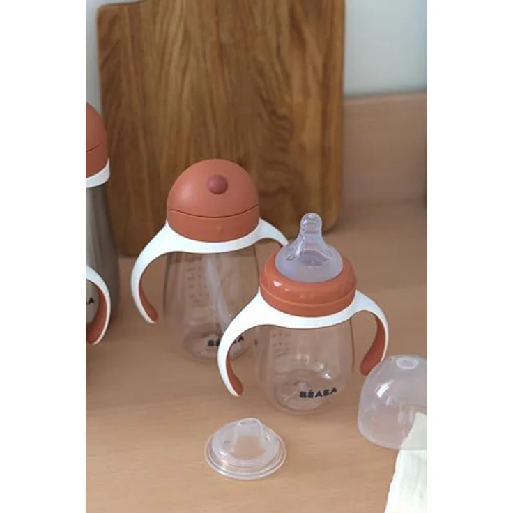 Beaba Lerntasse 2in1, Babyflasche mit 210ml Fassungsvermögen, terrakotta, spülmaschinen- und mikrowellentauglich – Bild 7