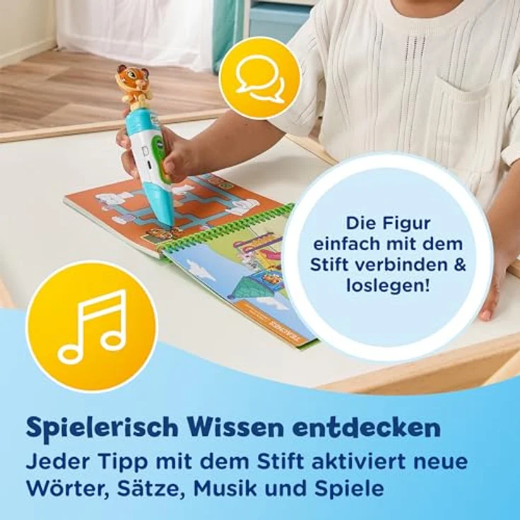 VTech Magibook Story'Friends, interaktives Lernspielbuch inkl. Tiger Minifigur und 32 Seiten Tagesabläufe, Deutsch – Bild 3