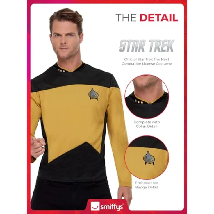 Smiffys Star Trek: Uniform Yellow, Technische und Sicherheitsuniform, Größe L – Bild 3