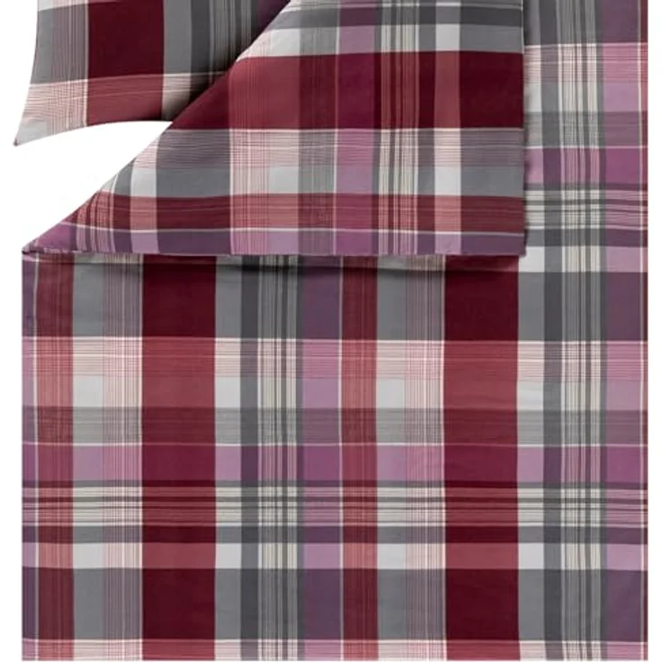 ESTELLA Kuschelflanell Bettwäsche Ambros, 100% Baumwolle, aubergine, pflegeleicht und trocknerfest – Bild 3