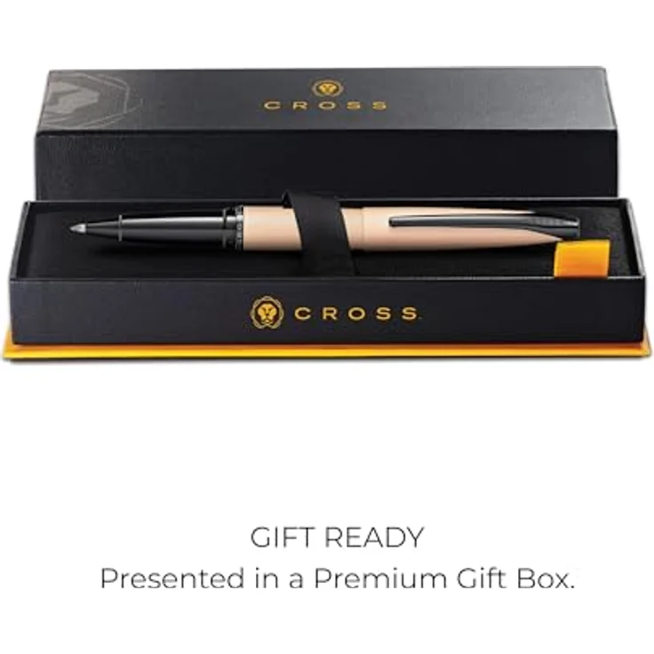 Cross ATX Roller, eleganter Schreibstift mit gefrästem Diamantmuster und dokumentenechter Gel-Tinte, rosegold/schwarz – Bild 2