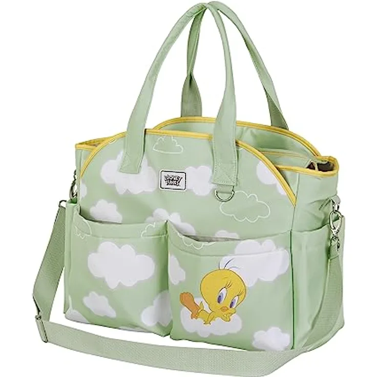 Karactermania Wickeltasche Looney Tunes Tweety, große Babytasche mit flüssigkeitsabweisendem Außenmaterial, verstellbarem Schultergurt und 5 Innentaschen für optimale Organisation