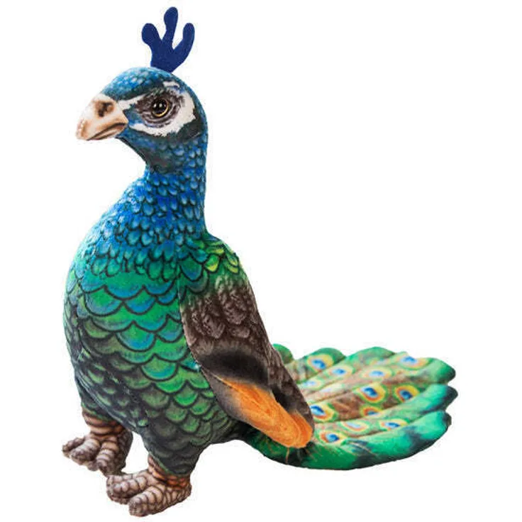 Tinisu Blauer Pfau Kuscheltier, 28 cm Plüschtier mit detailgetreuer Verarbeitung und weichem Stoff