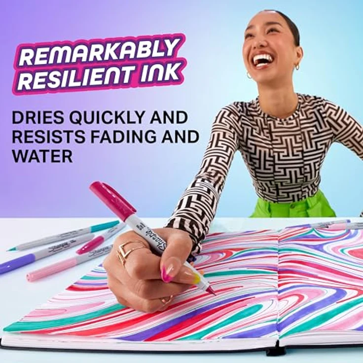 SHARPIE PMKR F. GLAM POP ASST BL12 PEA, Filzstifte mit dynamischen Linien in 12 verschiedenen Farben – Bild 4