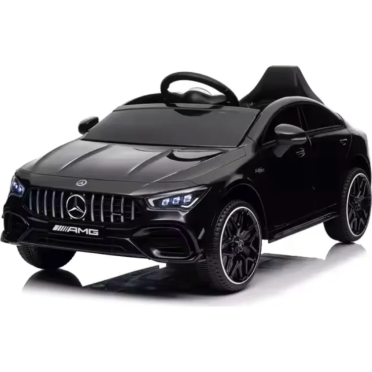 schnaeppchenmeile-online Kinder Elektroauto Mercedes CLA 45s AMG, 12V, 2 Motoren, LED-Beleuchtung, Audiofunktion, Kunstledersitz, schwarz